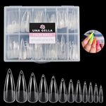 UNA GELLA Stiletto XXL Nail Tips No Need File Extra Long Stiletto Nails Full Cover 120PCS Long Stiletto Gel x Nail Tips Pre-buff Press on Fake Nails for Gel Nail Extension Home DIY Salon 12 Size