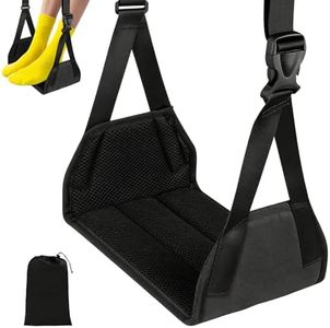 Foot Hammock for Plane Travel, No Collapse Thickened Bamboo Airplane Foot Rest for Long Flight, Desk Foot Hammock with Extended Adjustment Strap to Relax Your Feet, Foot Sling Travel Essentials