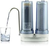APEX EXPRT MR-2050 Dual Countertop Water Filter, Carbon and Mineral pH Alkaline Water Filter, Easy Install Faucet Water Filter - Reduces Heavy Metals, Bad Taste and Up to 99% of Chlorine - Clear