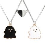 Ghost Bff Necklaces for 2 Bestie Birthday Gifts for Best Friend Matching Heart Necklace for Soul Sister Long Distance Friendship Xmas Christmas Gift