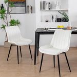 ALEAVIC Modern Dining Chairs Set of 2, Mid Century Dining Room Chairs, Velvet Dining Chairs, Upholstered Dining Chair with Metal Legs for Home, Kitchen, Living Room (Off White)