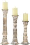 Deco 79 Wood Decorative Candle Holder Candle Stand, Set of 3 Candlestick Holder 18", 15", 12"H, Brown