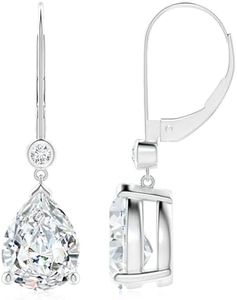 ANGARA Lab Grown Diamond Earrings for Women | 5 ct Pear Shape Lab Diamond Classic Earrings in White Gold | April Birthday, Anniversary, Gemstone Jewelry Gift | FGVS | 10x8mm