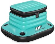 Hydro Force: Glacial Sport Cooler - Inflatable Water Cooler, 34.5" x 30" - Teal & Black, 9.43 Galloon, Bestway, Insta-Shield Material, Puncture Resistant, 4 Built-in Cupholders, Water Floating Cooler