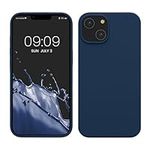 kwmobile Case for iPhone 14 Case - Slim Soft TPU Silicone Cover - Works with Wireless Charging - Navy Blue