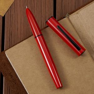 Hongdian C1 - Penna stilografica con pennino fine, design retrò moderno rosso e classico, in metallo, con convertitore di inchiostro