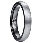 GALANI Silver Wedding Rings for Men Women 4mm Tungsten Ring for Wedding Propose Engagement Ring Thin Ring Domed Couples Ring Comfort Fit Size L 1/2