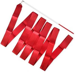 ACE SELECT Dance Ribbons with Wands 4m Rhythmic Gymnastics Ribbon Dance Streamer for Kids Baton Twirling, Girls, red