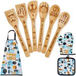 Star War Gifts for Women,Home Decor,Star Kitchen Utensils Set,War Wooden Cooking Spoons with Apron Oven Mitt Potholder for Fans,Best Birthday Wedding and Housewarming Christmas Presents 9 pcs