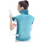 Electric Heat Pad Heating Pad for Neck Shoulder Pain Relief, Back Shoulder Warmer Fast-Heat Therapy Heated Warmer Warp with 5 Heat Levels Auto-Off Timer Machine Washable (Green)