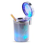 Kytpyi Ashtray, Ashtray with Lid Smell Proof, Colorful Lighting Creative Ashtray with Led Light and Detachable Stand, Portable Self-Extinguishing Ashtray with 2 Cigarette Holes, Outdoor Travel Ashtray