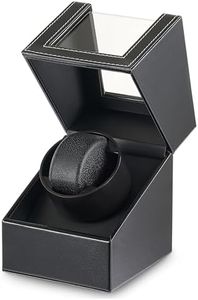 CO-Z Automatic Watch Winder | Dust-Proof Wooden Watch Box and Display Case for Modern Women's and Men's Watches | Retro Self-Winding Mechanical Storage Box with Durable Quiet Motor, USB Powered, Black