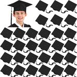 Bokon 30Pcs Graduation Cap Bulk Child Adult Adjustable Graduation Cap for Kids Kindergarten High School Bachelor Graduation (Black, 9.5 x 9.5 Inch, Adults)