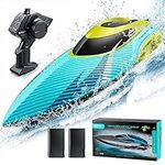 4DRC S3 RC Boat,Remote Control Boat for Pools & Lakes, 30+MPH 2.4GHz Racing Boats,with LED Light,Self Righting,2 Battery, Pool Toys for Kids, Radio Controlled Watercraft