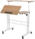 SDHYL Mobile Stand Up Desk, Adjustable Laptop Desk with Wheels,Rolling Laptop Cart for Home Office Desk, 31.5 inches Small Desk, Oak