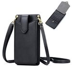 Small Crossbody Cell Phone Purse for Women, Shoulder Bag Wallet with RFID Credit Card Slots (Black new)