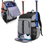 GOBUROS Baseball Backpack Holds Up to 4 Bats, Softball Bat Bag for Adults with Separate Shoe Space and Multiple Pockets for Essentials