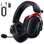 KAPEYDESI Gaming Headset Wireless, PS5 Headset with Microphone, Bluetooth Gaming Headphones with Mic for PC, PS5, Switch, PS4 With 2.4Ghz USB, 3.5MM Aux Cable Black