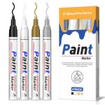 AOSUCO Paint Pens, 4 Colours Oil Based Waterproof Paint Markers Pen, 2-2.8mm Medium Tip Permanent Marker Pens for Rocks Painting, Fabric, Metal, Glass, Wood, Plastic, Ceramic, Mugs, DIY Craft