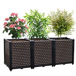 TooCust Self Watering Raised Garden Bed - Deepened 20" H, Set of 3 Garden Planter Box, Self-Watering Elevated Garden Planter for Flowers, Vegetables, Fruits, Herbs, DIY Freely Outdoor Planter Bed