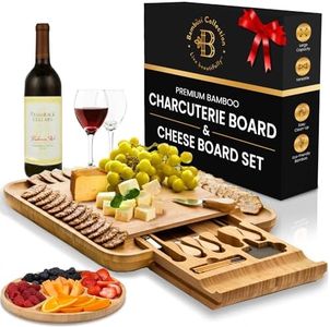 Charcuterie Board - Bamboo Cheese Board and Charcuterie Boards Gift Set with Knife for Entertaining, Bridal Shower Gifts, Wedding Gifts for Couples 2024, House Warming Gifts New Home - by Bambüsi