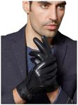 GSG SINCE 1998 Mens Luxury Sheepskin Leather Gloves with Cashmere Lined Touchscreen Winter Driving Gloves Black Large