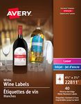 Avery Water-Resistant Wine Bottle Label for Laser and Inkjet Printers, 4.25" x 3.5", White, Permanent, 40/Pack (22811)