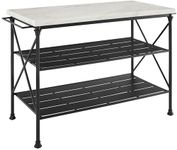 Crosley Furniture Madeleine Kitchen Island, Steel with Faux Marble Top