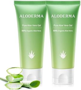 Aloderma 99% Organic Aloe Vera Gel for Face Made within 12 Hours of Harvest, Natural Hydrating Pure Aloe Vera Gel for Soothing Skincare, Moisturizing Aloe Gel for Skin, Face, Sensitive Skin, 4oz - 2ct