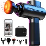 RENPHO Massage Gun with Heat, Percussion Massage Gun with Bluetooth, Portable Handheld Massager for Athletes, 5 Massage Heads, 5 Speeds, Carry Case, Gifts for Men Women