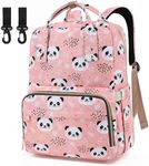 Panda Pink Diaper Bag Backpack for Baby Girls Boys, Waterproof Maternity Nappy Backpacks with Stroller Straps Luggage Strap for Moms