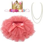 BGFKS Baby Girls Soft Tutu Skirt with Diaper Cover,1/2st Birthday Party Tutu Skirt Sets, Watermelon, 6 Months