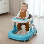 Baybee 2 in 1 Baby Walker for Kids with Adjustable Height & Wheel Lock | Activity Push Walker for Baby with Musical Toy Bar & Stopper | Kids Walker Baby 6-18 Months Boy Girl (Blue)