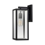 Globe Electric 44176 Globe Electric 44176 Bowery 1-Light Outdoor and Indoor Wall Sconce with a Matte Black Finish and Clear Glass Panes Shade, Weather Resistant Technology