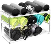 Water Bottle Organizer for Cabinet, 3-Shelf Adjustable Water Bottle Storage Rack Organizer for Kitchen Cabinets Countertop, Pantry, Fridge, Wine and Water Bottle Holder Organization