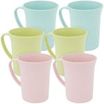 Okuna Outpost Wheat Straw Mugs with Handle, Set of 6 Unbreakable Plastic Coffee Cups (3 Colors, 11 oz)