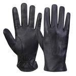 Mens Luxury Nappa Lambskin Leather Gloves Winter Warm Gloves Cashmere Lining,Black,XL