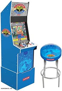 Arcade1Up Street Fighter II Champion Edition Big Blue Cabinet Style Arcade Machine w/ 12 Games, Coinless Operation, Light-Up Marquee, WiFi, and Stool