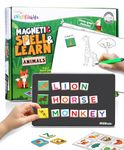Intelliskills Premium Magnetic Animal Spell & Learn Board for Kids-72 Letters,32 Pictures&1 Magnetic Board,Magnetic Alphabets for Kids,Learning & Educational Toy for 3+ Year Old,Spelling Game for Kids
