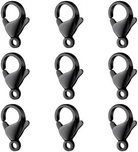 80PCS Black Lobster Clasps 15MM Stainless Steel Lobster Claw Clasps Bulk for Jewelry Making DIY Necklace Bracelet