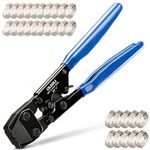 OURU Pex Crimping Tool Crimper with Stainless Steel Pex Clamps(20pcs 1/2",10pcs 3/4") Ratchet Pex Clamp Crimp Cinch Tool from 3/8" to 1"