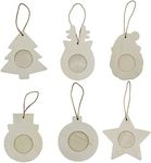 Creative Hobbies 36-Pack Photo Frame Ornaments, Holiday Christmas Themed Assortment - Santa, Snowman, Star and More Ready to Decorate