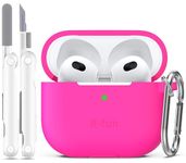 R-fun Compatible with Airpod 3 Case Cover, Silicone Protective Accessories Skin with Keychain Compatible with Airpod 3rd Generation 2021 for Women Girl,Front LED Visible-Rose Pink