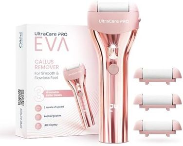 UltraCare PRO Eva Callus Remover For Feet Filer - 1 Year Warranty - 3 Customized Speed Settings - Rechargeable Foot Scrubber - 3 Roller Heads For Dead Skin - - Pedicure At Home - Washable Head
