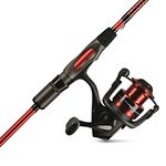 Ugly Stik 6’6” Carbon Spinning Fishing Rod and Reel Spinning Combo, Graphite with Graphite Tip Design, 6’6” 2-Piece Fast Action Rod,Red/Black