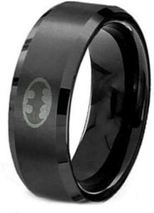 Titanium Lavastorm Batman Ring 8mm Men's Unisex 6-14 Polished (Black, 8)