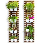 Wall Planter - 2 Pack, Wooden Hanging Large Planters for Indoor Outdoor Plants, Live Vertical Garden, Plant Wall, Wall Mount Plant Holder Stand Room Decor, Garden Wall Trellis for Climbing Plants