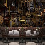 GIVLWF Retro Steampunk Stereo Wallpaper Photo, Engine Gear Murals Wall Art, Wall Mural Art Prin for Dining Room Kitchen Home Decoration 430 x 300 cm