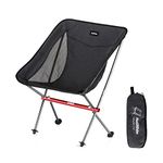 NaturehikePortable Camping Chair - Compact Ultralight Folding Backpacking Chairs, Small Collapsible Foldable Packable Lightweight Backpack Chair in a Bag for Outdoor, Camp, Picnic, Hiking (Black)