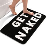 QJHOMO Get Naked Bath Mat Black and White Bathroom Mats 40 x 60 cm, Non Slip Bath Mats for Bathroom, Colourful Letters Soft Microfiber Bathroom mat, Machine Washable Rug